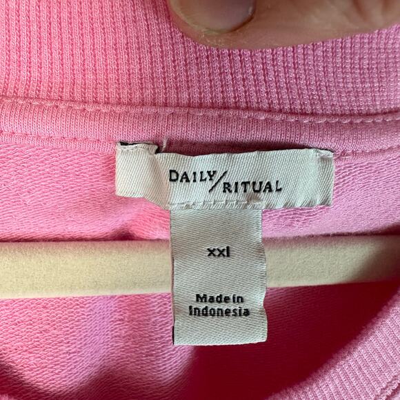Daily ritual women's sweatshirt cozycore super soft pink comfortable plus size - Picture 5 of 9